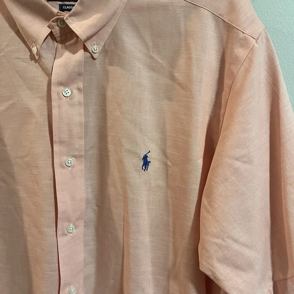 Polo Ralph Lauren ClassicFit Button Down Casual Orange Collared Shirt XL